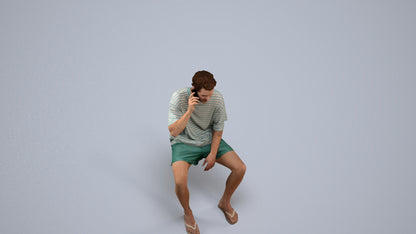 scanned 3D man casual sitting, photogrammetry people for Enscape and V-Ray, back view render