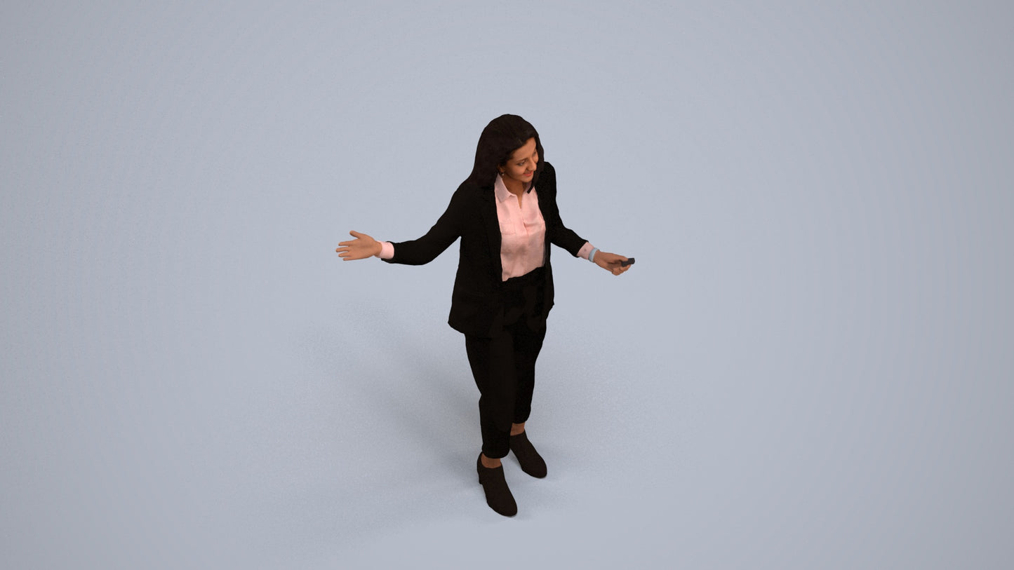 realistic 3D woman business, scanned archviz people for Blender and 3ds Max, back view render