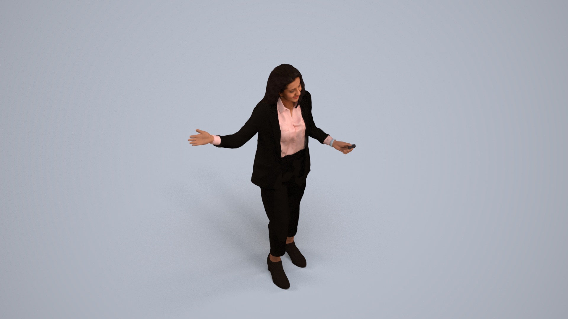 realistic 3D woman business, scanned archviz people for Blender and 3ds Max, back view render