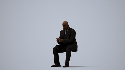 realistic 3D human man business, archviz people FBX OBJ for Blender, three-quarter view render