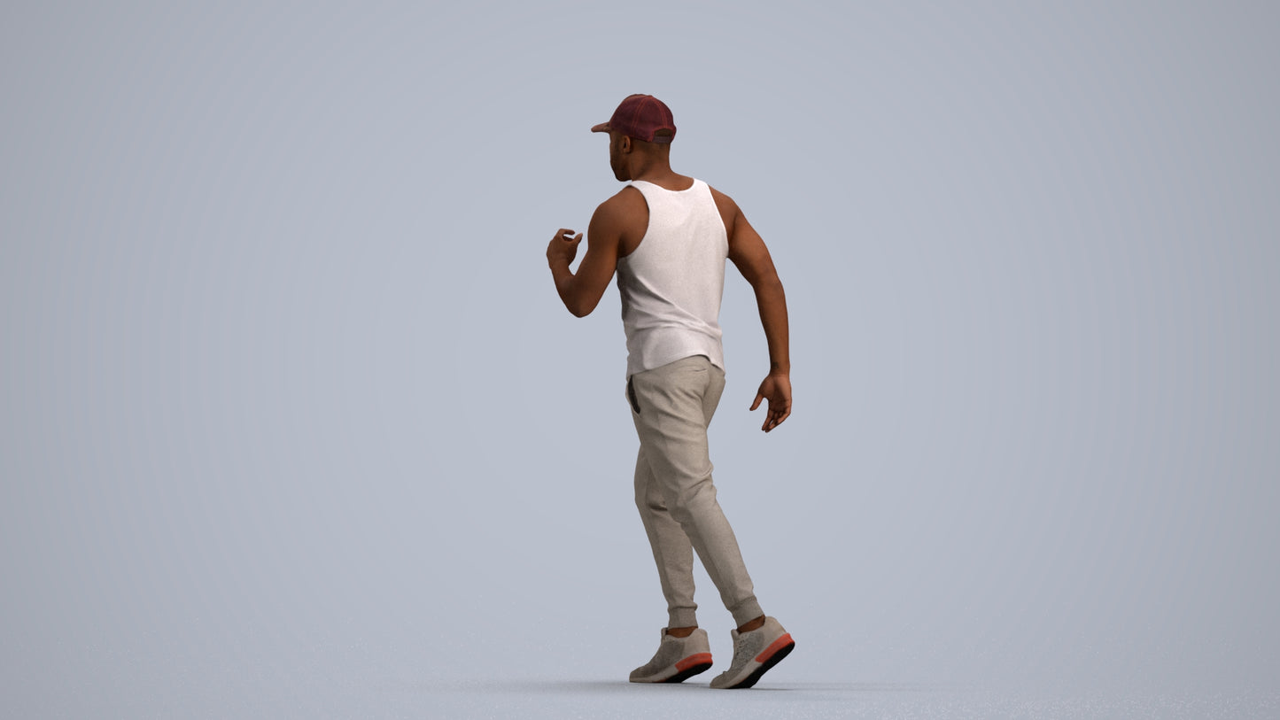 photogrammetry 3D man casual walking, realistic human model archviz FBX, front view render