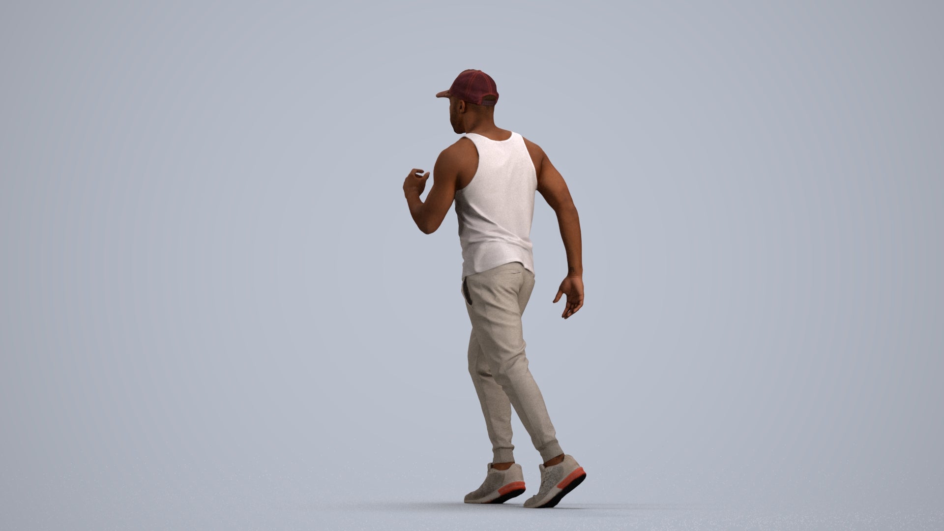 photogrammetry 3D man casual walking, realistic human model archviz FBX, front view render
