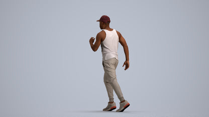 photogrammetry 3D man casual walking, realistic human model archviz FBX, front view render