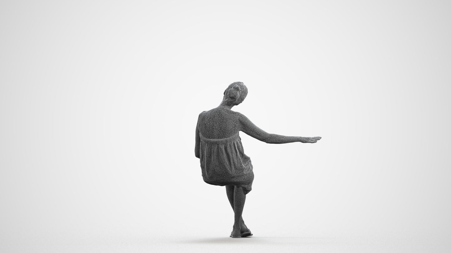 photogrammetry 3D woman casual bathroom, realistic human model archviz FBX, wireframe front view