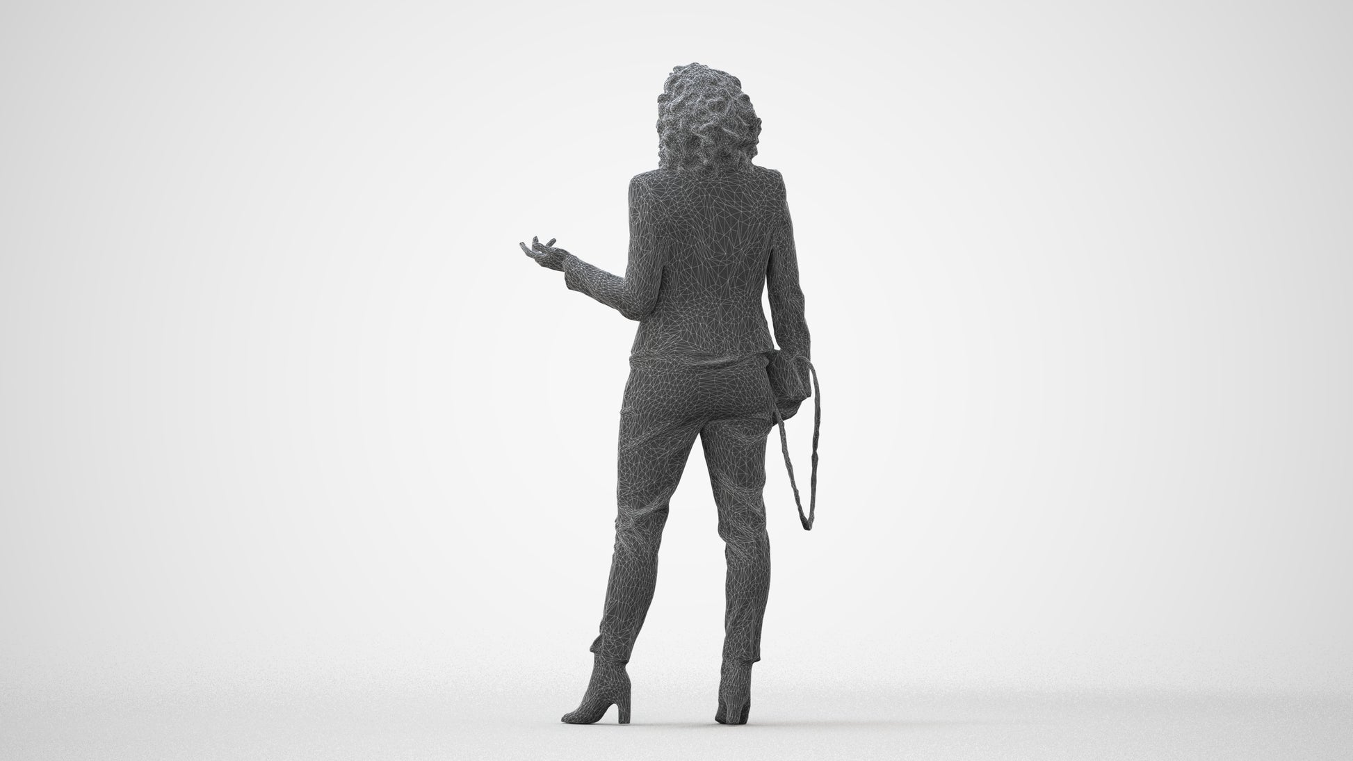 realistic 3D human woman business standing, archviz people FBX OBJ for Blender, square thumbnail