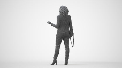 realistic 3D human woman business standing, archviz people FBX OBJ for Blender, square thumbnail
