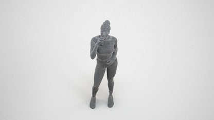 realistic 3D woman sport, scanned archviz people for Blender and 3ds Max, wireframe three-quarter view