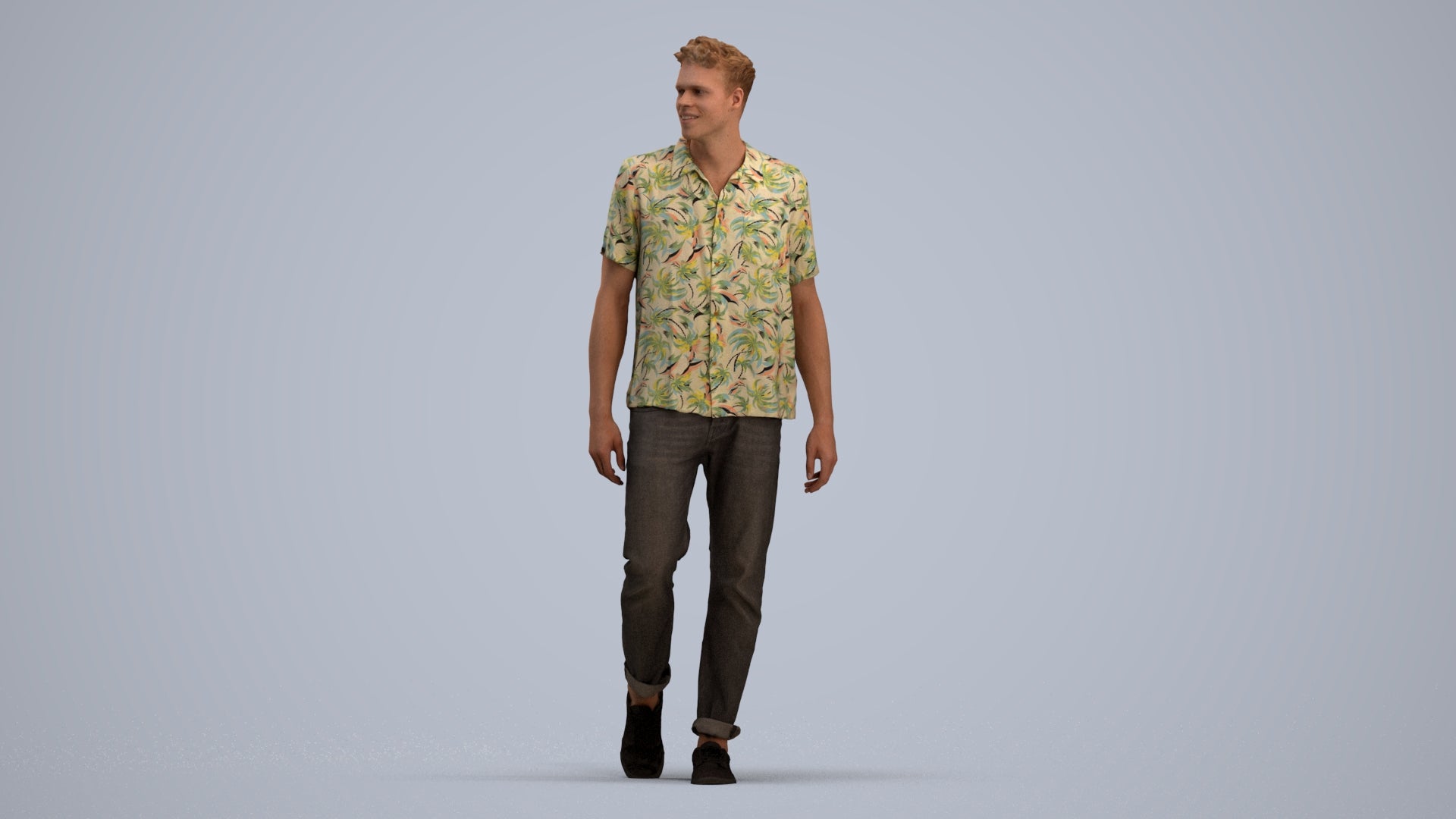 realistic 3D human man casual walking, archviz people FBX OBJ for Blender, standing pose render