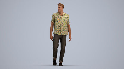 realistic 3D human man casual walking, archviz people FBX OBJ for Blender, standing pose render