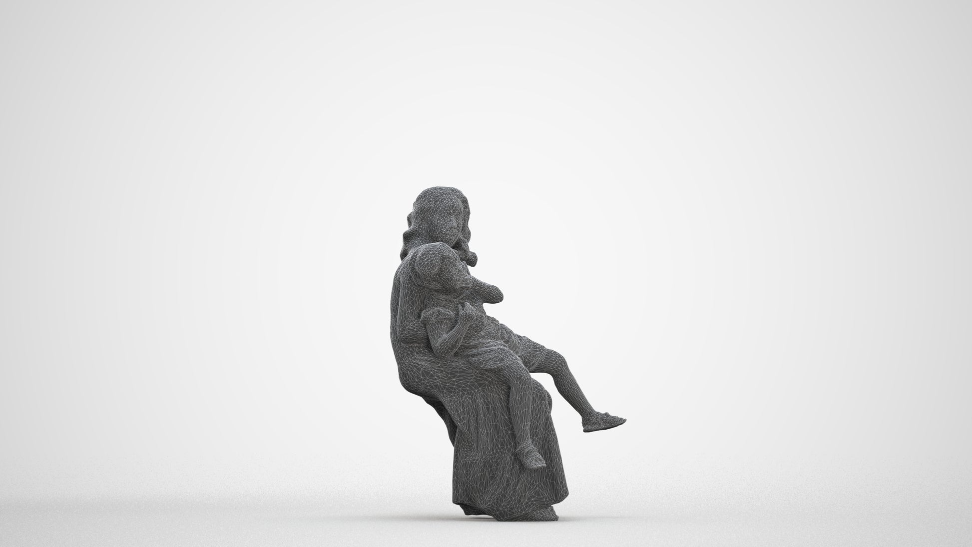 realistic 3D human girl casual kids, archviz people FBX OBJ for Blender, three-quarter front view render