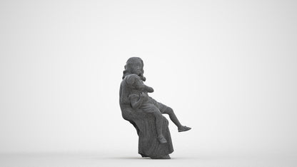 realistic 3D human girl casual kids, archviz people FBX OBJ for Blender, three-quarter front view render