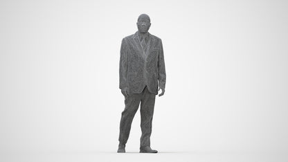 3D scanned man walking business, photorealistic archviz people for Enscape and SketchUp, wireframe back view