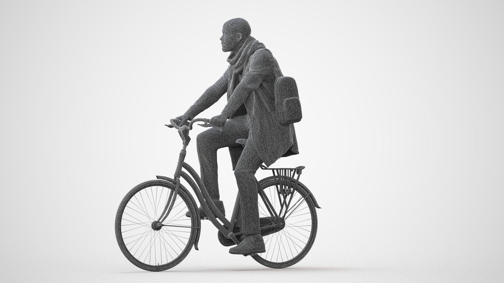 3D human model man casual sitting, photogrammetry scanned person for archviz, square thumbnail