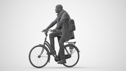 3D human model man casual sitting, photogrammetry scanned person for archviz, square thumbnail
