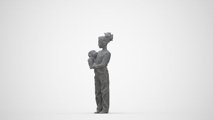 3D people model girl casual kids, scanned human for 3ds Max rendering, wireframe back view