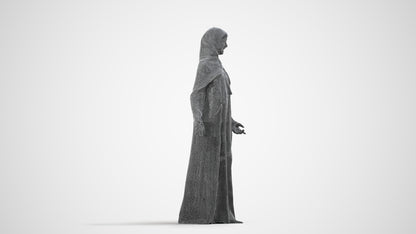 photogrammetry 3D woman standing, realistic human model archviz FBX, wireframe side view