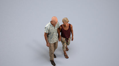 photogrammetry 3D senior woman couple, realistic human model archviz FBX, back view render