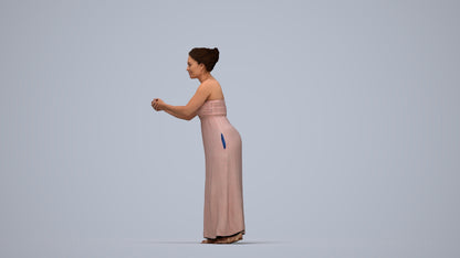 realistic 3D human woman casual standing, archviz people FBX OBJ for Blender, top-down view render