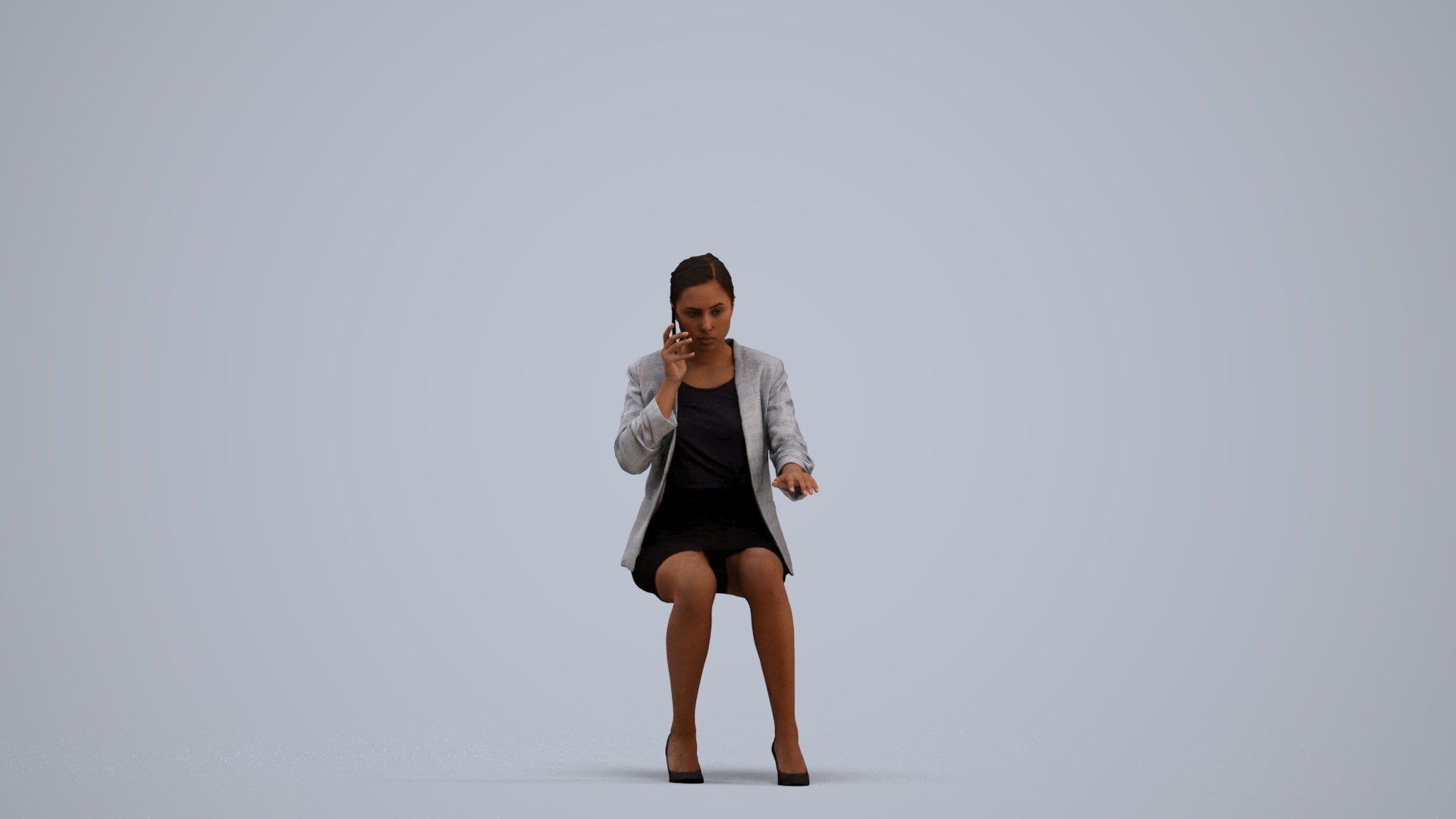 realistic 3D human woman business, archviz people FBX OBJ for Blender, standing pose render