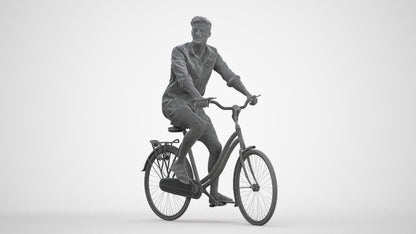 3D scanned man cycling casual, photorealistic archviz people for Enscape and SketchUp, three-quarter front view render