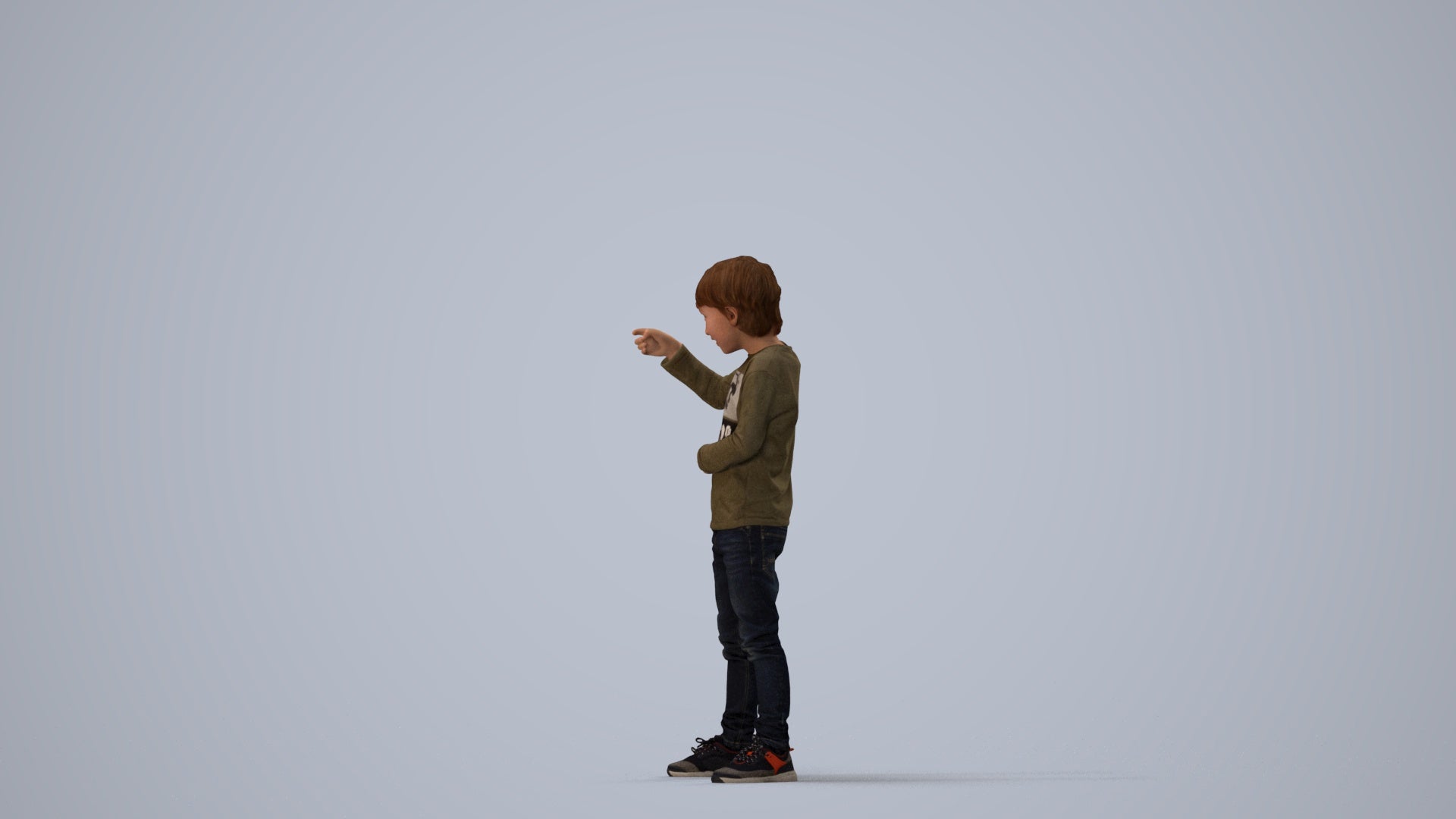 3D people model boy casual kids, scanned human for 3ds Max rendering, three-quarter view render