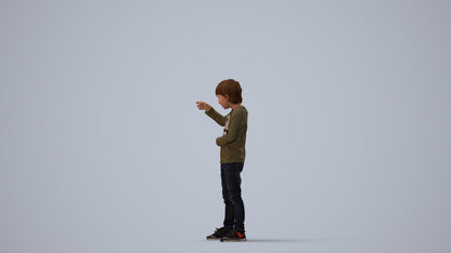 3D people model boy casual kids, scanned human for 3ds Max rendering, three-quarter view render