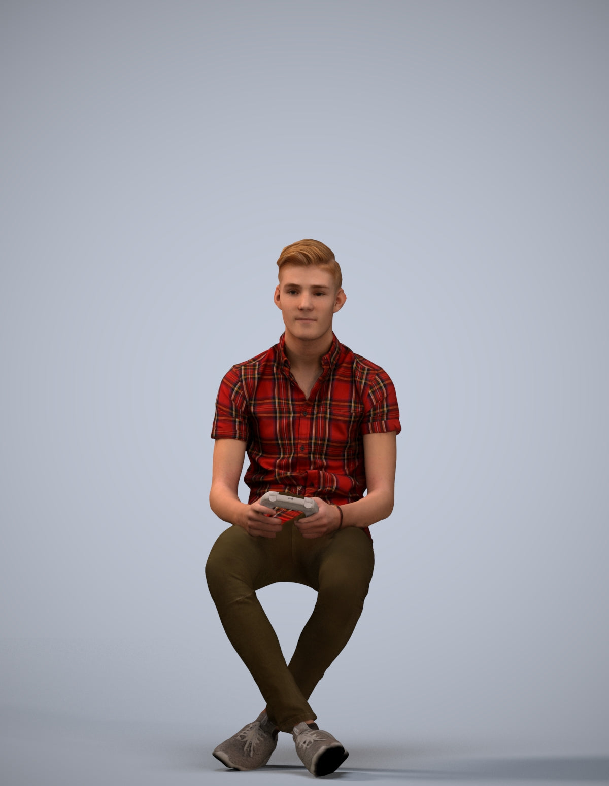 realistic 3D human man casual sitting, archviz people FBX OBJ for Blender