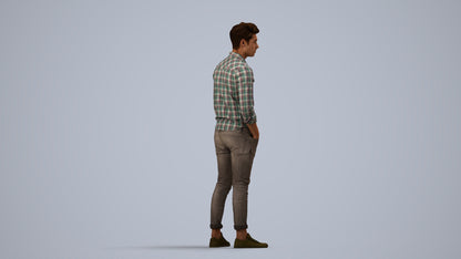 3D scanned man mix casual, photorealistic archviz people for Enscape and SketchUp, side view render