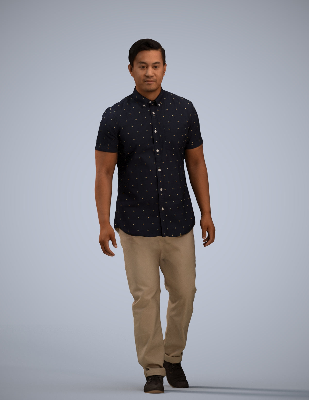 scanned 3D man casual walking, photogrammetry people for Enscape and V-Ray