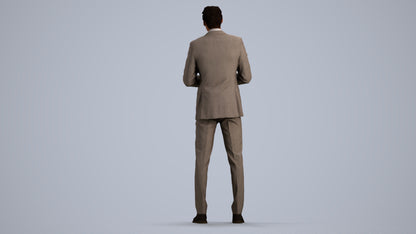 realistic 3D human man business, archviz people FBX OBJ for Blender, front view render