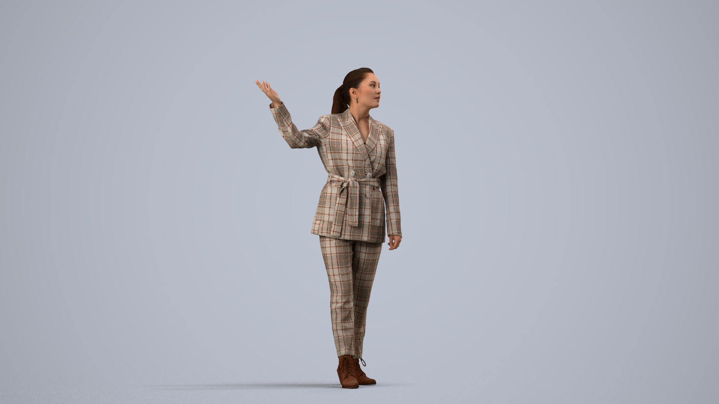 3D people model woman business, scanned human for 3ds Max rendering, side view render