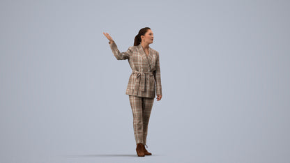 3D people model woman business, scanned human for 3ds Max rendering, side view render