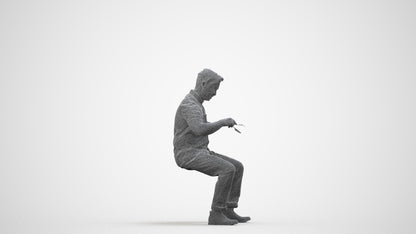 scanned 3D man casual business, photogrammetry people for Enscape and V-Ray, wireframe side view
