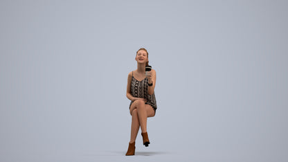 photogrammetry 3D girl casual sitting, realistic human model archviz FBX, standing pose render