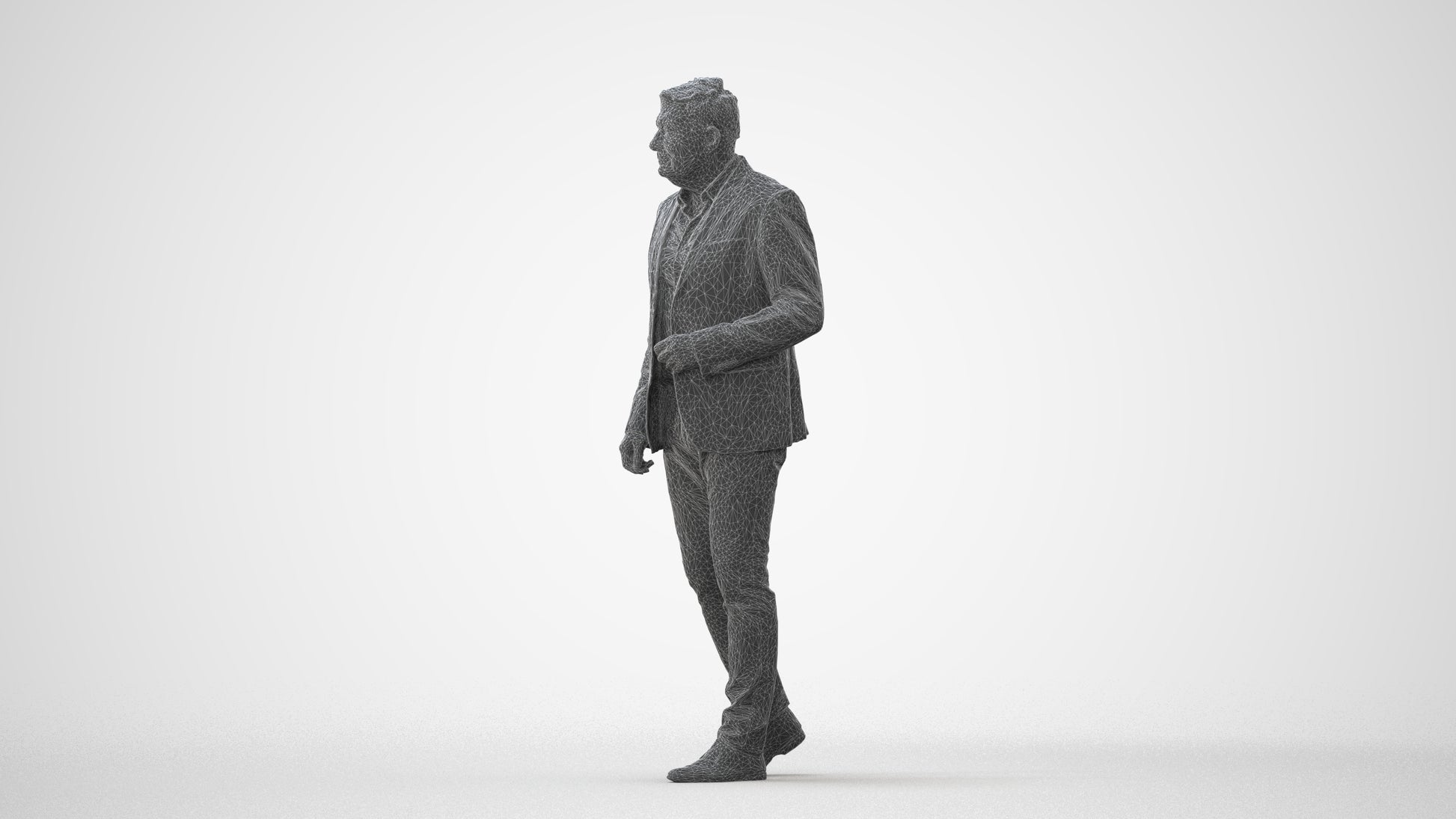 photogrammetry 3D man business walking, realistic human model archviz FBX, square thumbnail