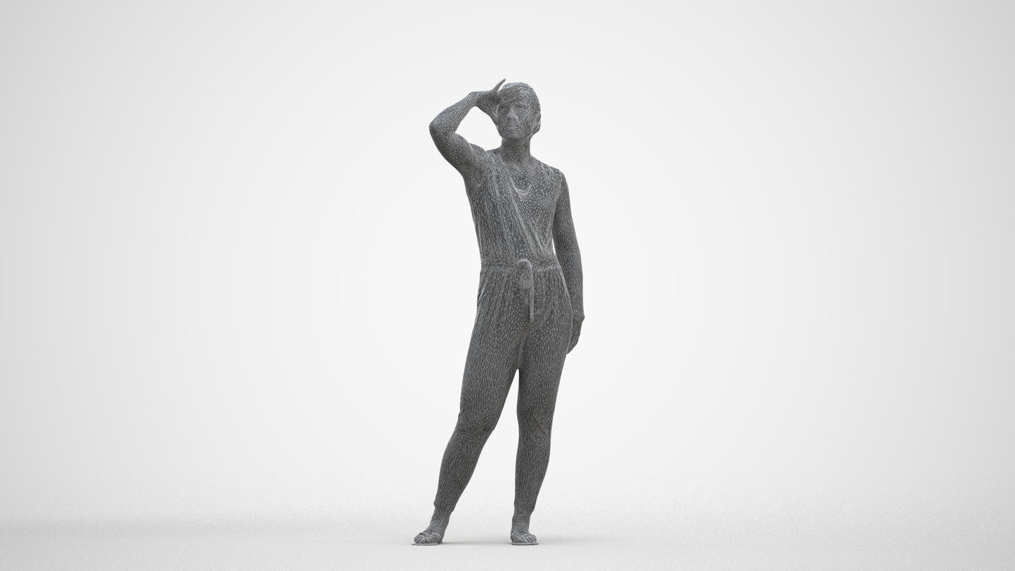 realistic 3D woman casual standing, scanned archviz people for Blender and 3ds Max, three-quarter front view render