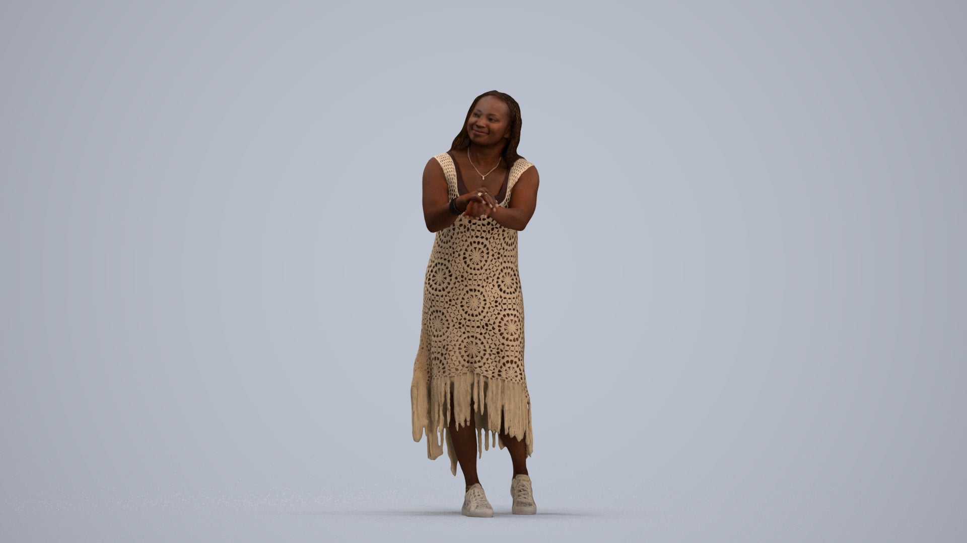 realistic 3D human woman casual standing, archviz people FBX OBJ for Blender, standing pose render