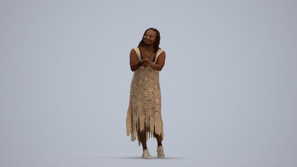 realistic 3D human woman casual standing, archviz people FBX OBJ for Blender, standing pose render