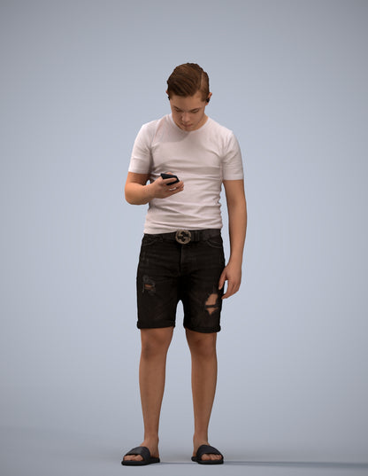 3D scanned boy kids casual, photorealistic archviz people for Enscape and SketchUp