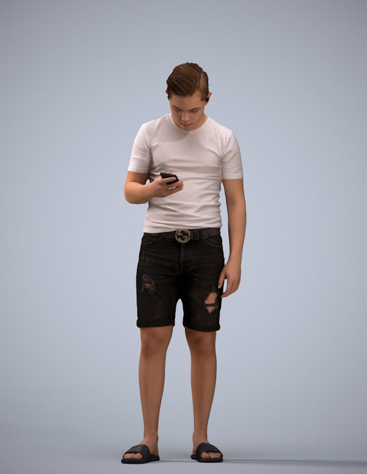 3D scanned boy kids casual, photorealistic archviz people for Enscape and SketchUp