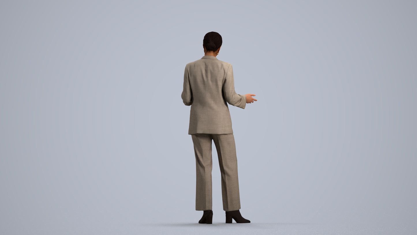 realistic 3D woman business, scanned archviz people for Blender and 3ds Max, front view render
