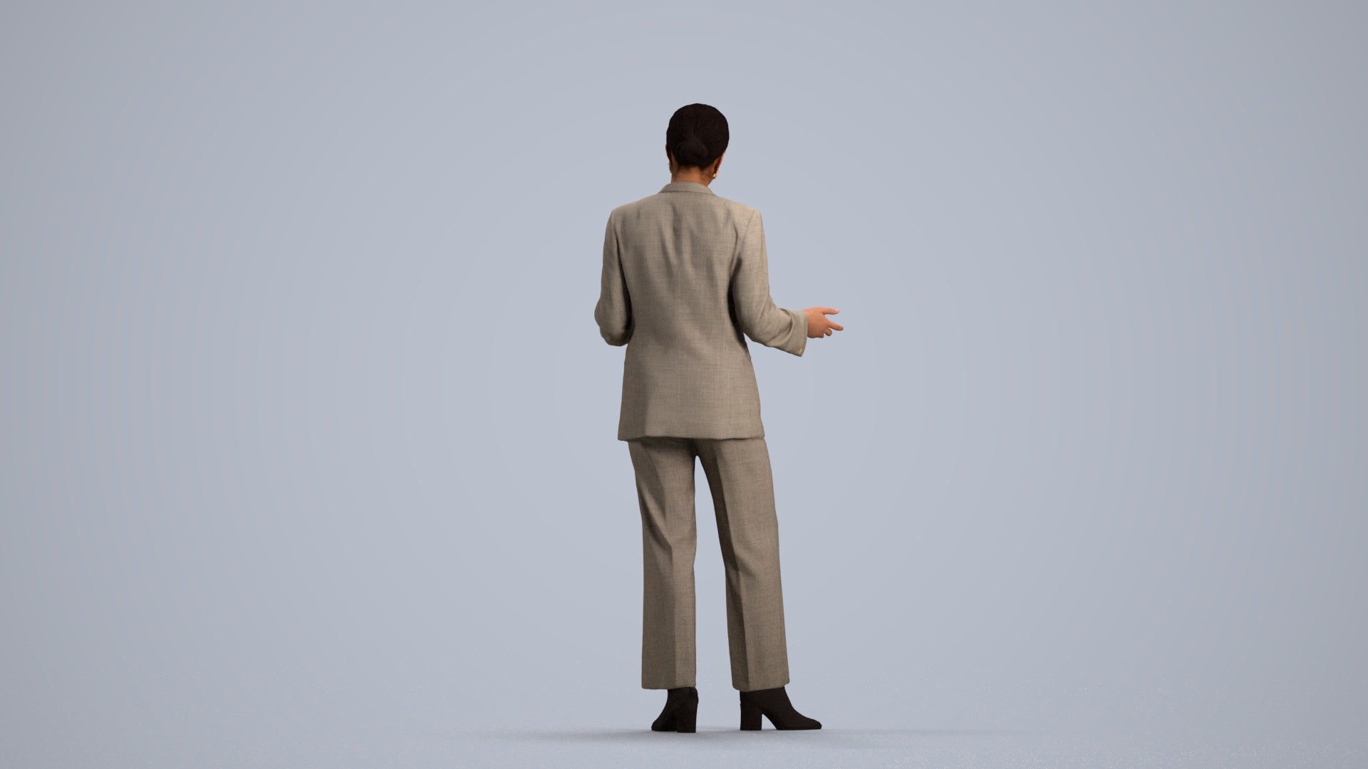 realistic 3D woman business, scanned archviz people for Blender and 3ds Max, front view render