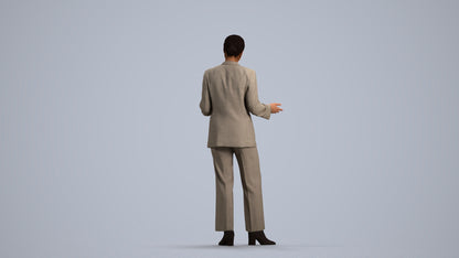 realistic 3D woman business, scanned archviz people for Blender and 3ds Max, front view render