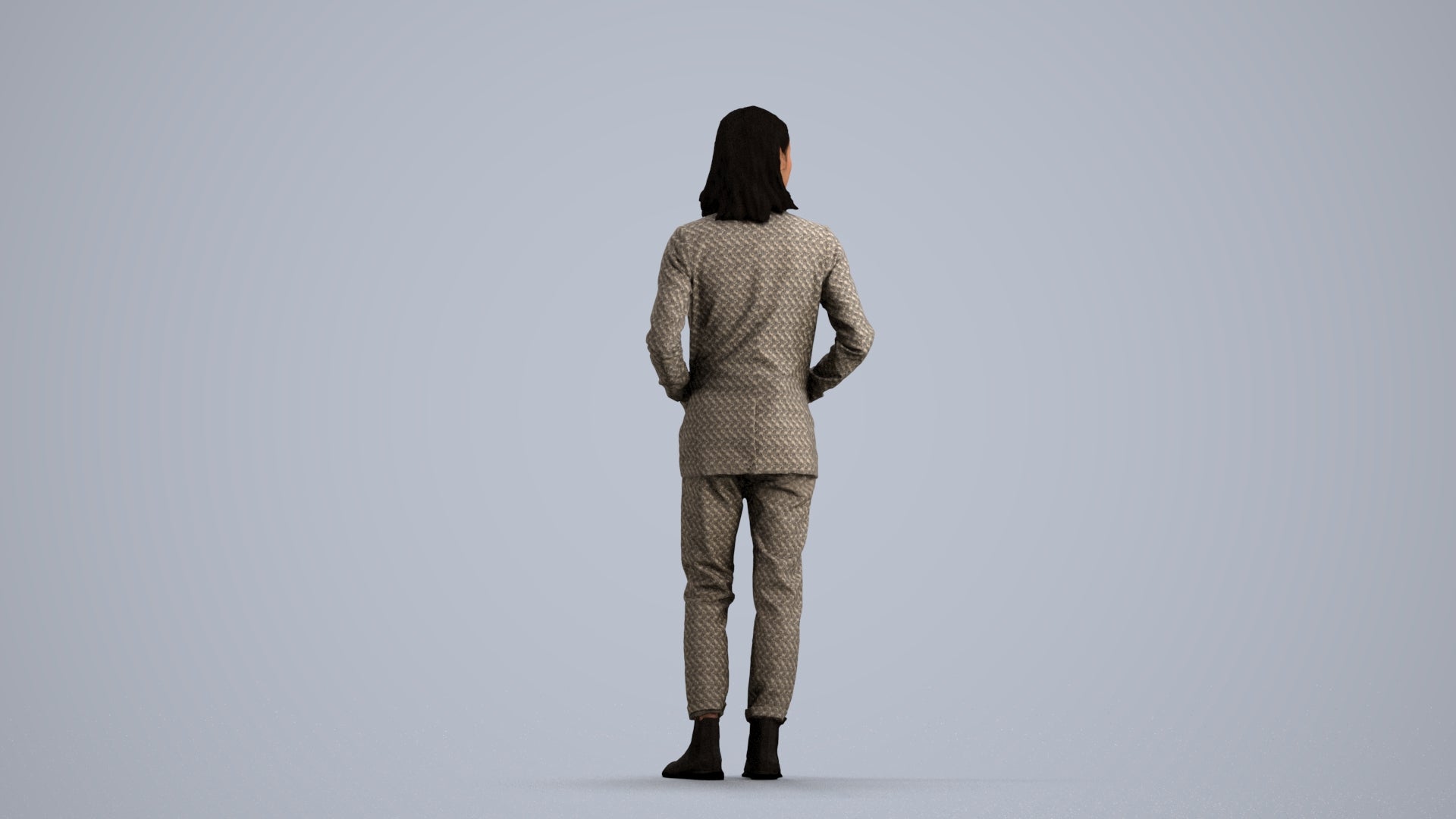 3D people model woman business, scanned human for 3ds Max rendering, front view render
