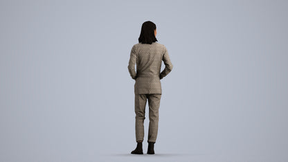 3D people model woman business, scanned human for 3ds Max rendering, front view render