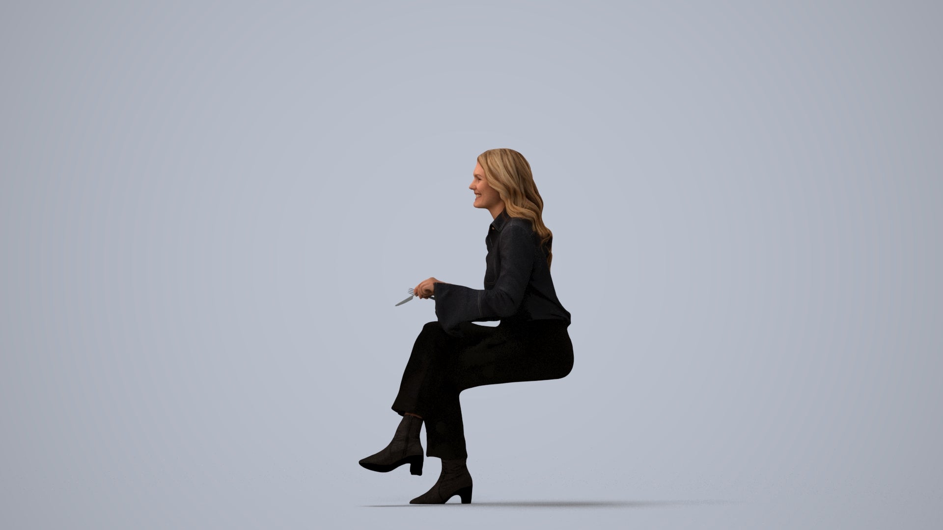 realistic 3D human woman business formalaffairs, archviz people FBX OBJ for Blender, three-quarter view render