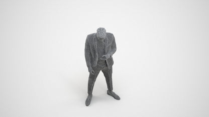 3D people model man casual standing, scanned human for 3ds Max rendering, wireframe three-quarter view