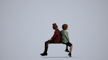 3D scanned girl kids casual, photorealistic archviz people for Enscape and SketchUp, front view render