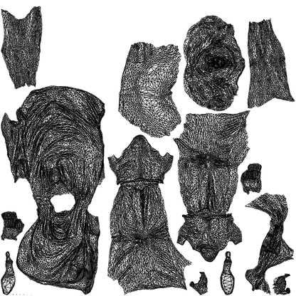 realistic 3D people woman casual sitting, render-ready for V-Ray and Corona, FBX OBJ, wireframe top-down view