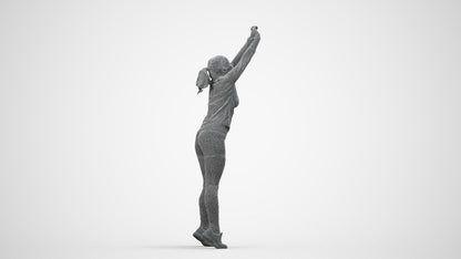 3D scanned woman sport, photorealistic archviz people for Enscape and SketchUp, wireframe side view